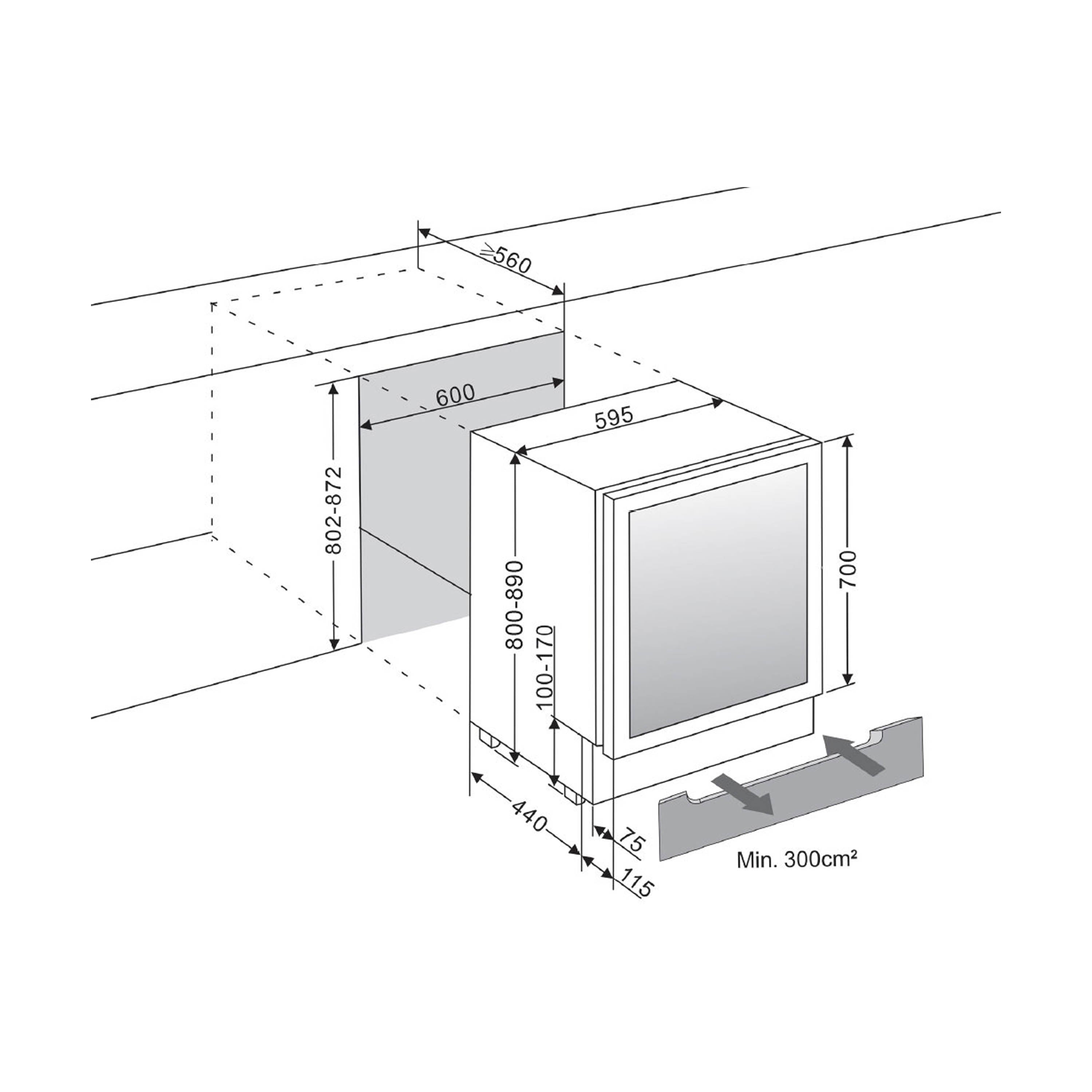 Weinkühlschrank 45 Flaschen WineCave 700 60D Anthracite Black
