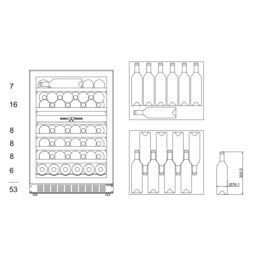 Wine Cooler 53 bottles mQuvée WineCave 800 60D Stainless Dual-zone