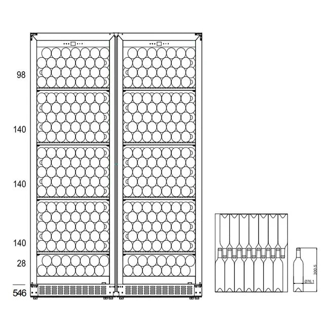 Double-door Wine Cooler 546 bottles mQuvée Velvet 220 Glass