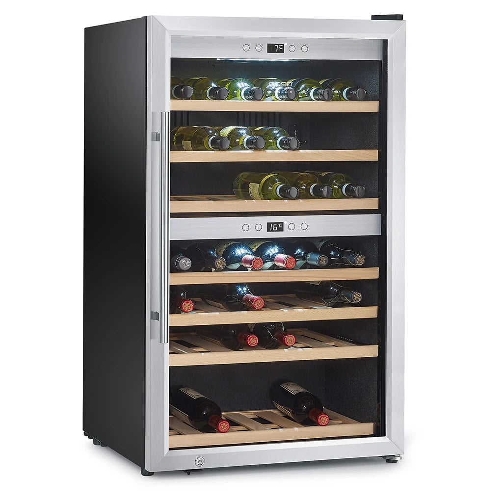 Freistehender Weinkühlschrank CASO Design WineComfort 660 Smart Ansicht von schräg vorne