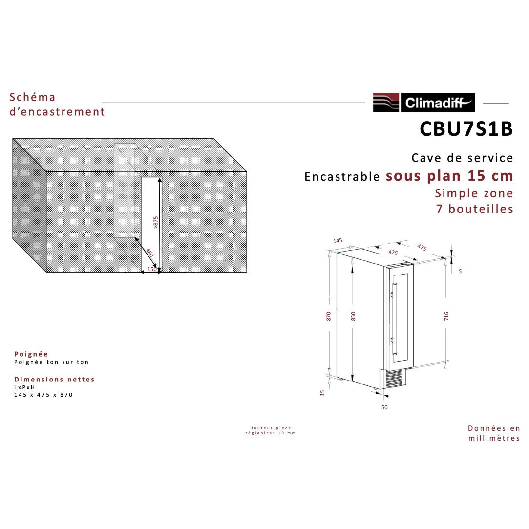 Wine Cooler 7 bottles Climadiff CBU7S1B