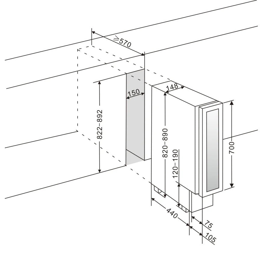 Wine Cooler 7 bottles mQuvée WineCave 700 15S Anthracite Black