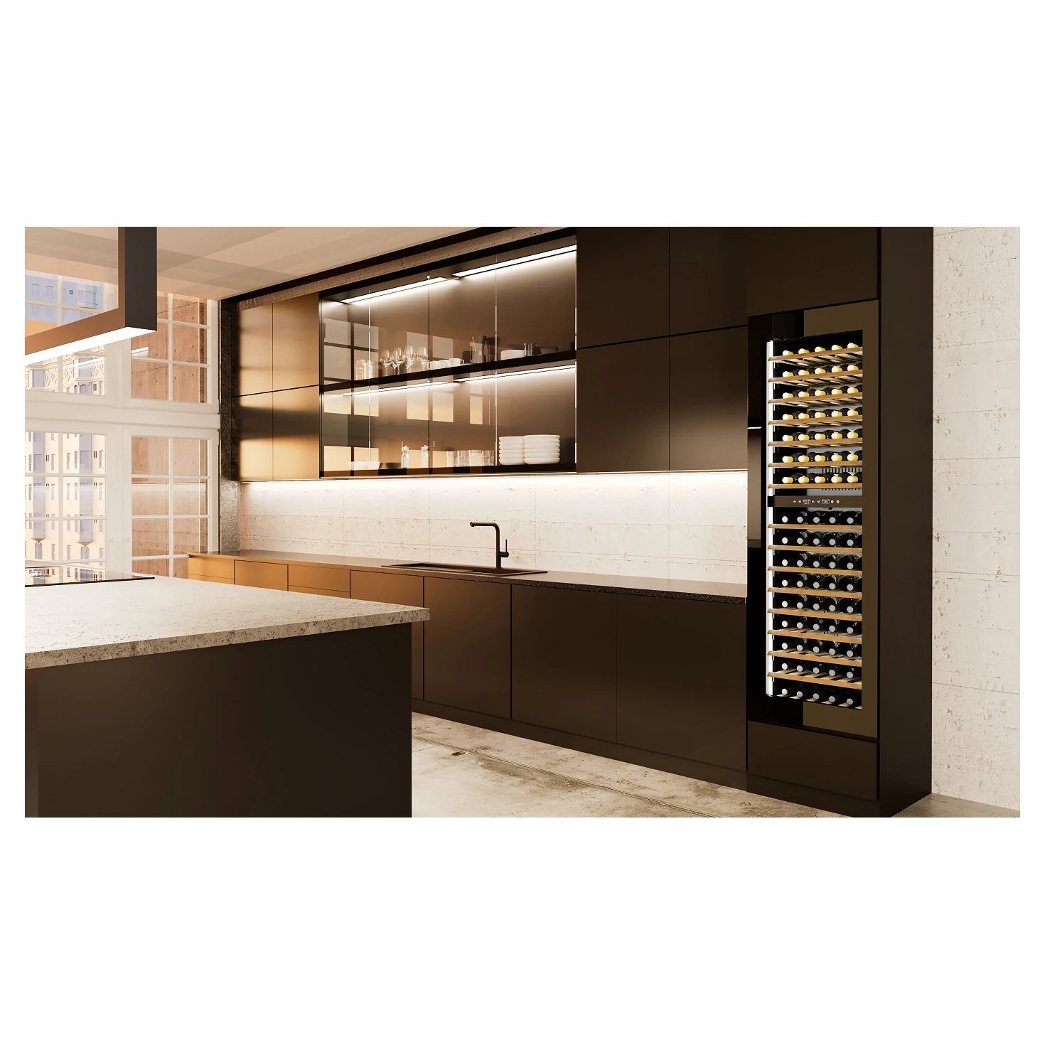 Einbau-Weinkühlschrank CASO Design WineDeluxe WD 96 in einer Küche eingebaut