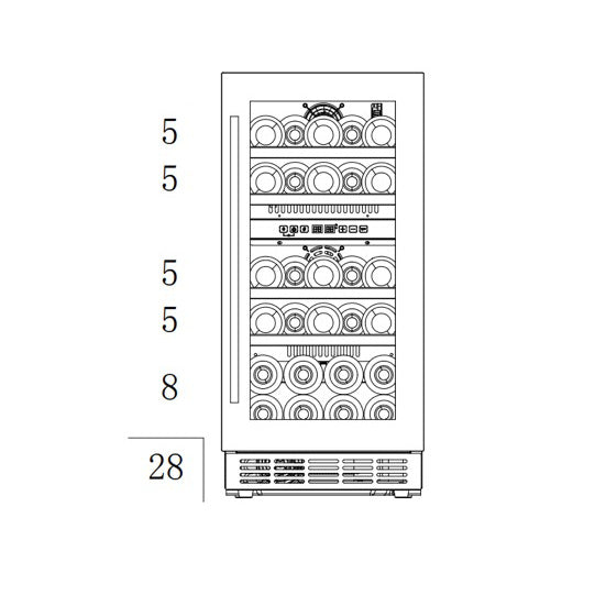 Weinkühlschrank 28 Flaschen Arctic Collection 40D Fullglass Black
