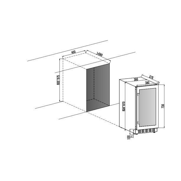 Weinkühlschrank 28 Flaschen Arctic Collection 40D Fullglass Black