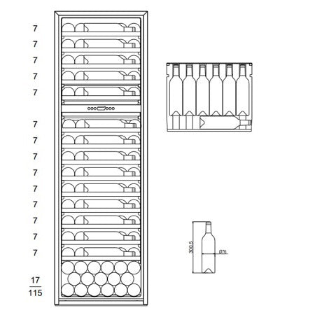 Weinkühlschrank 115 Flaschen WineKeeper 112D Panel Ready Push/Pull