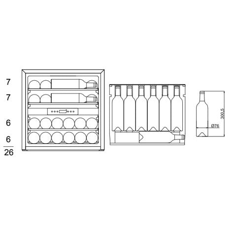 Weinkühlschrank 26 Flaschen WineKeeper Exclusive 25D Panel Ready Push-Pull