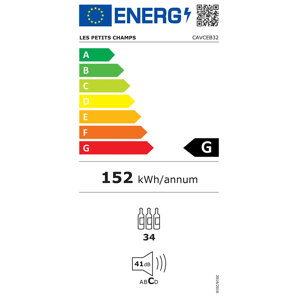 Weinkühlschrank 32 Flaschen Les Petits Champs CAVCEB32 energy label