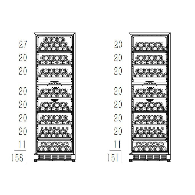 Wine Cooler 151 bottles Cavin Arctic Collection 151D Fullglass black