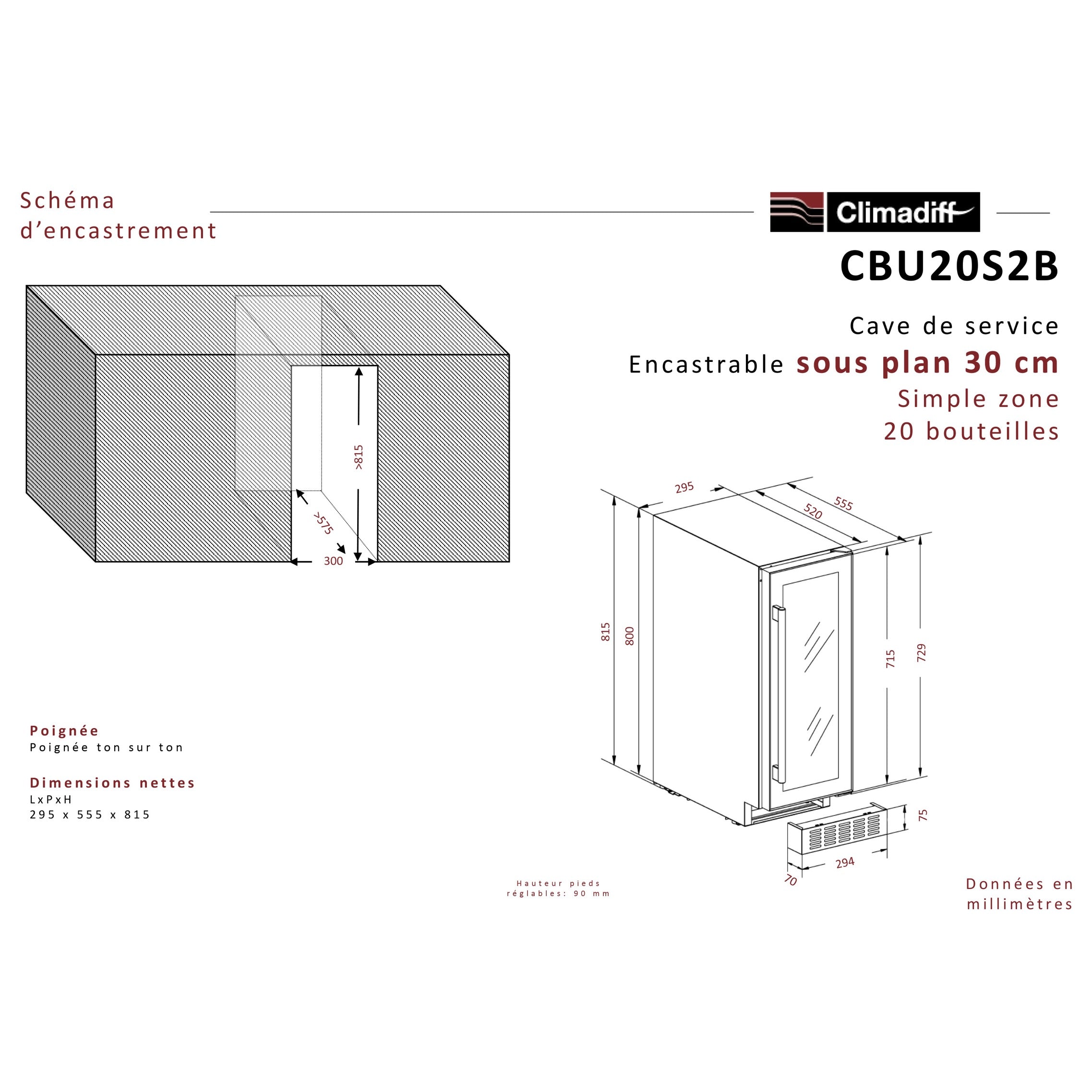 Wine Cooler 20 bottles Climadiff CBU20S2B