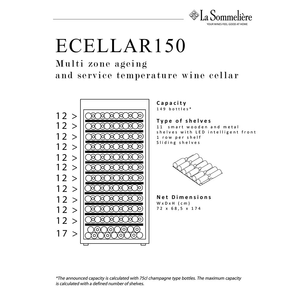 Weinkühlschrank 149 Flaschen La Sommelière ECELLAR150