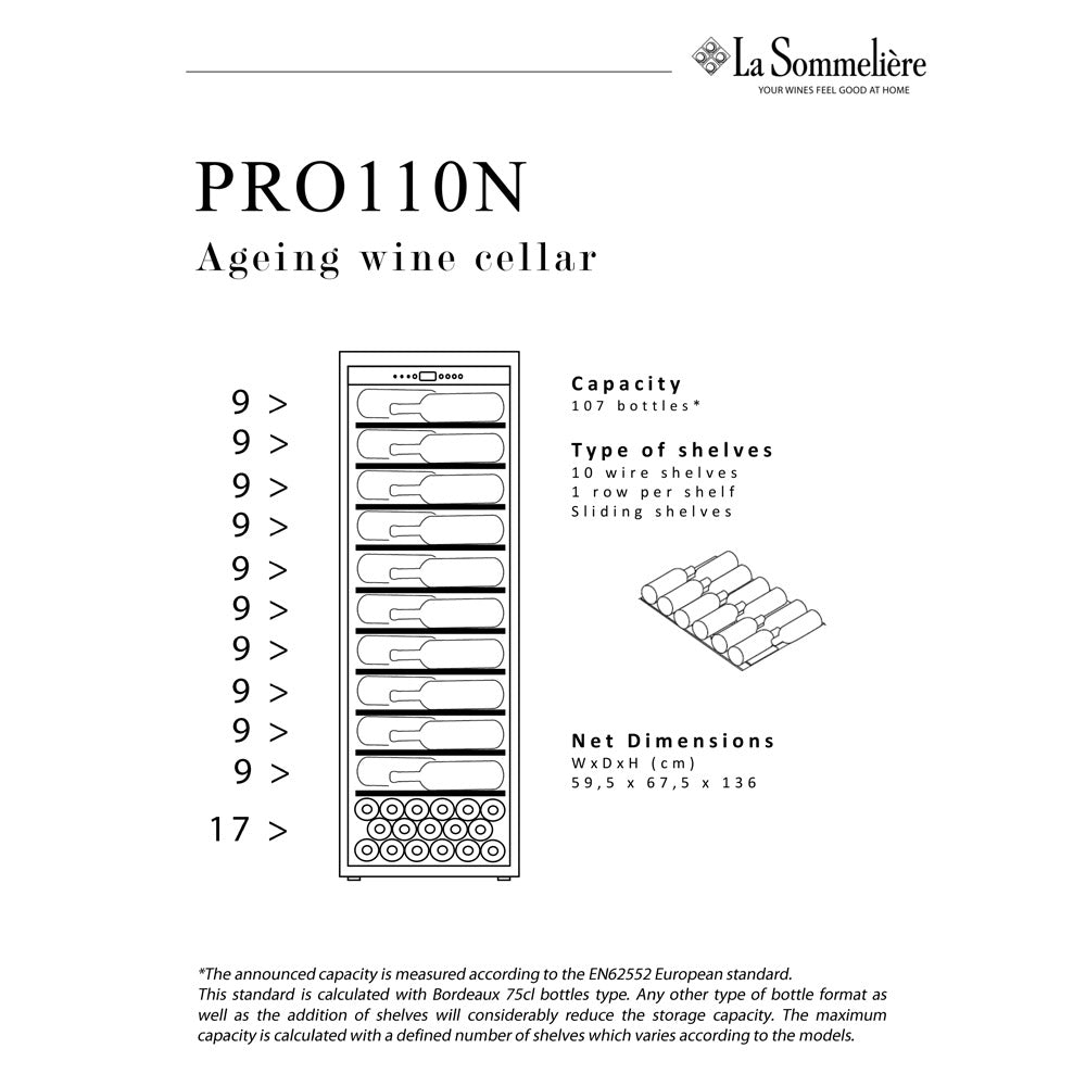 Weinkühlschrank 107 Flaschen La Sommelière PRO110N