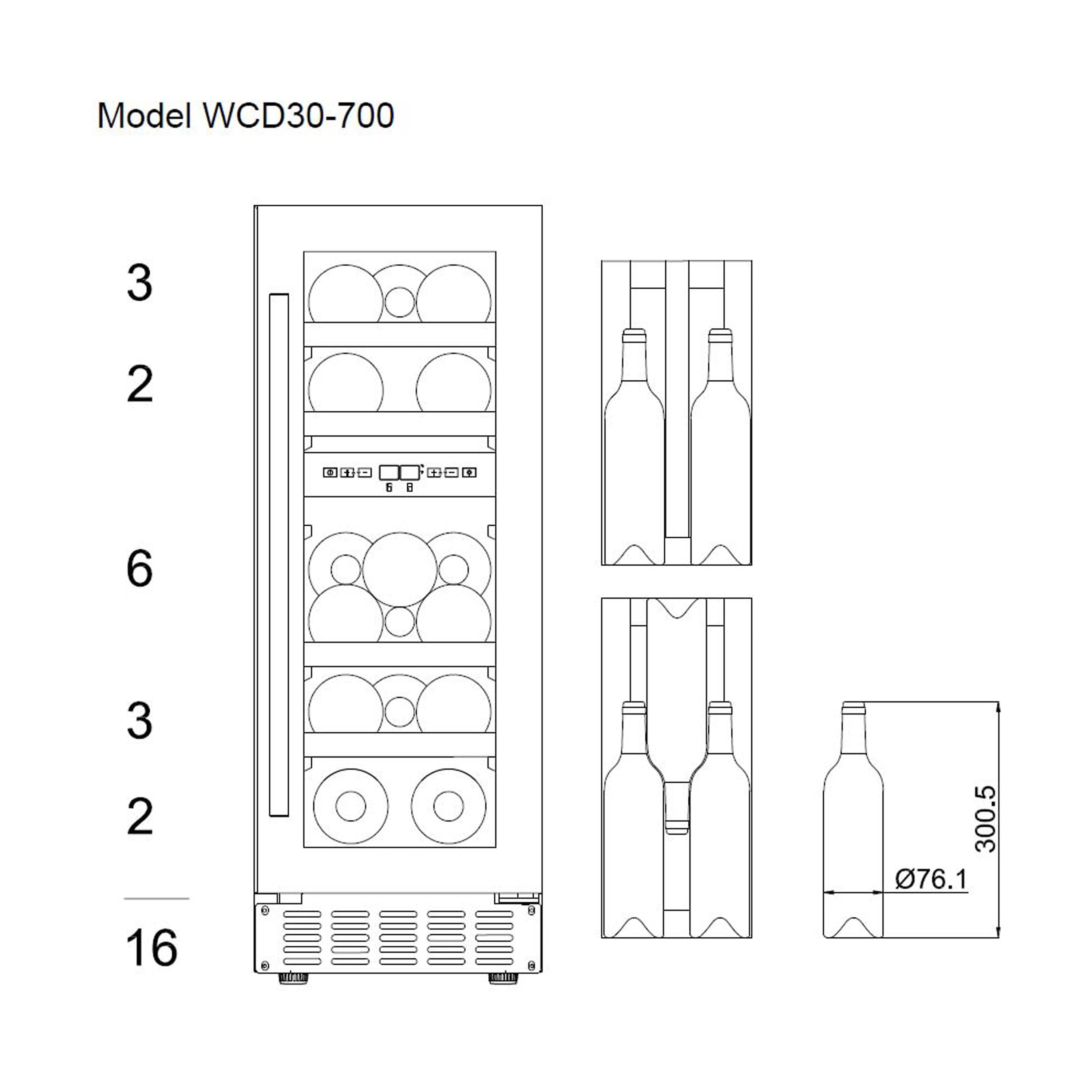 Weinkühlschrank 16 Flaschen WineCave 700 30D Stainless