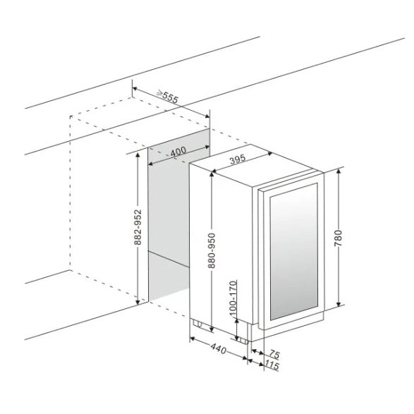 Wine Cooler 34 bottles mQuvée WineCave Exclusive 780 40D Anthracite Black