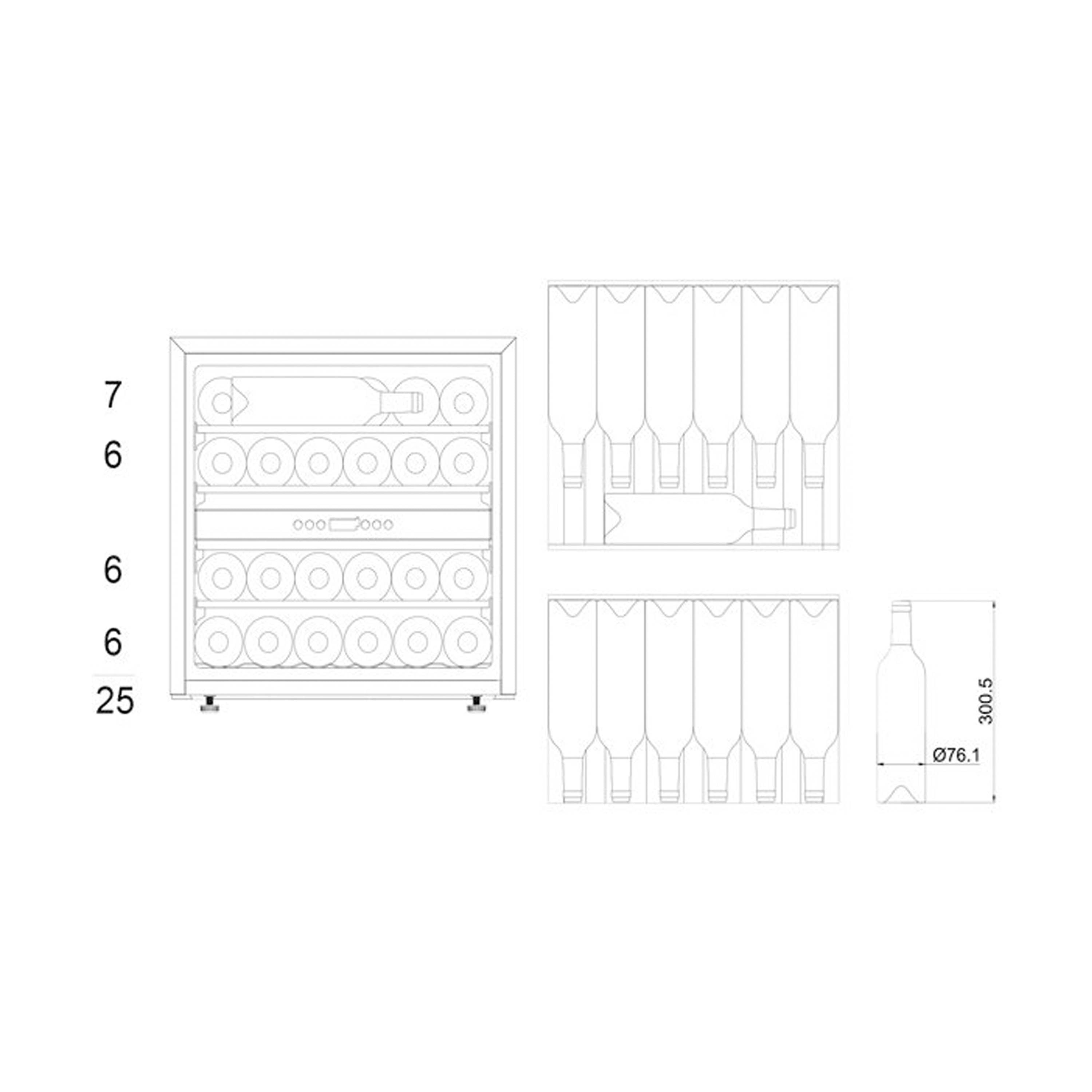 Weinkühlschrank 26 Flaschen WineKeeper 25D Anthracite Black
