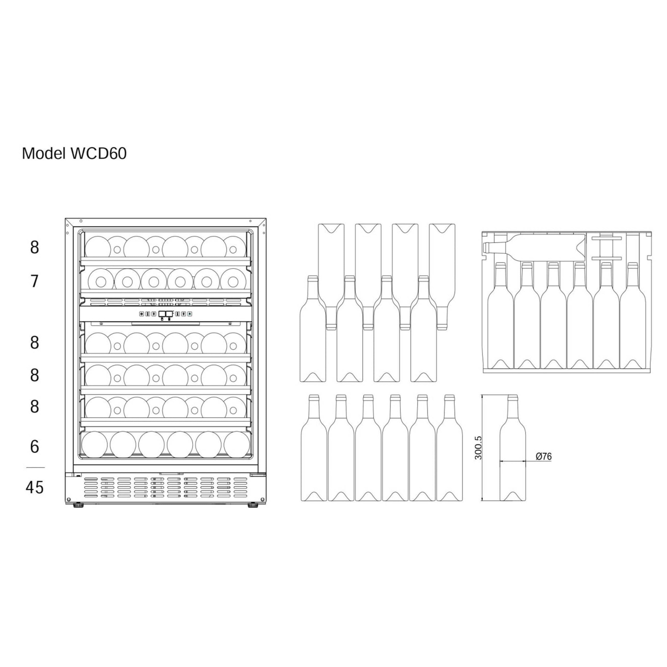 Weinkühlschrank 45 Flaschen WineCave 720 60D Stainless