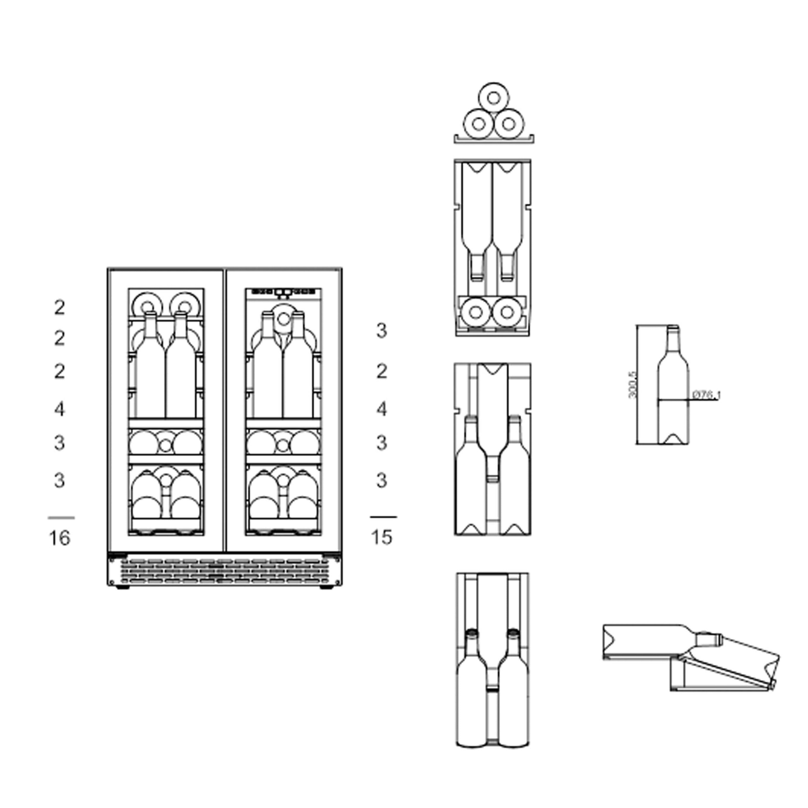 Weinkühlschrank 31 Flaschen WineCave 60D2 Stainless