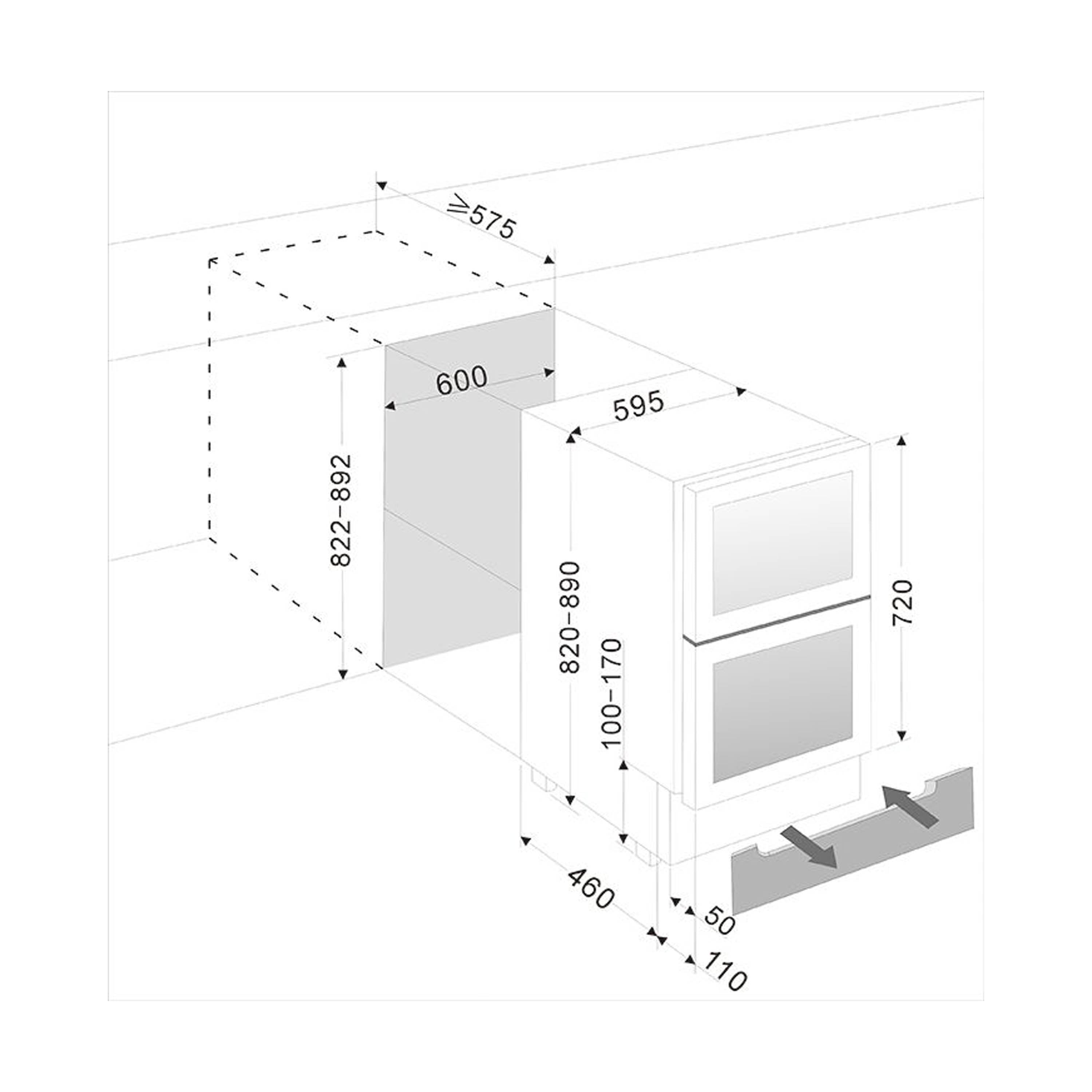 Weinkühlschrank 45 Flaschen WineCave 60DD Fullglass Black