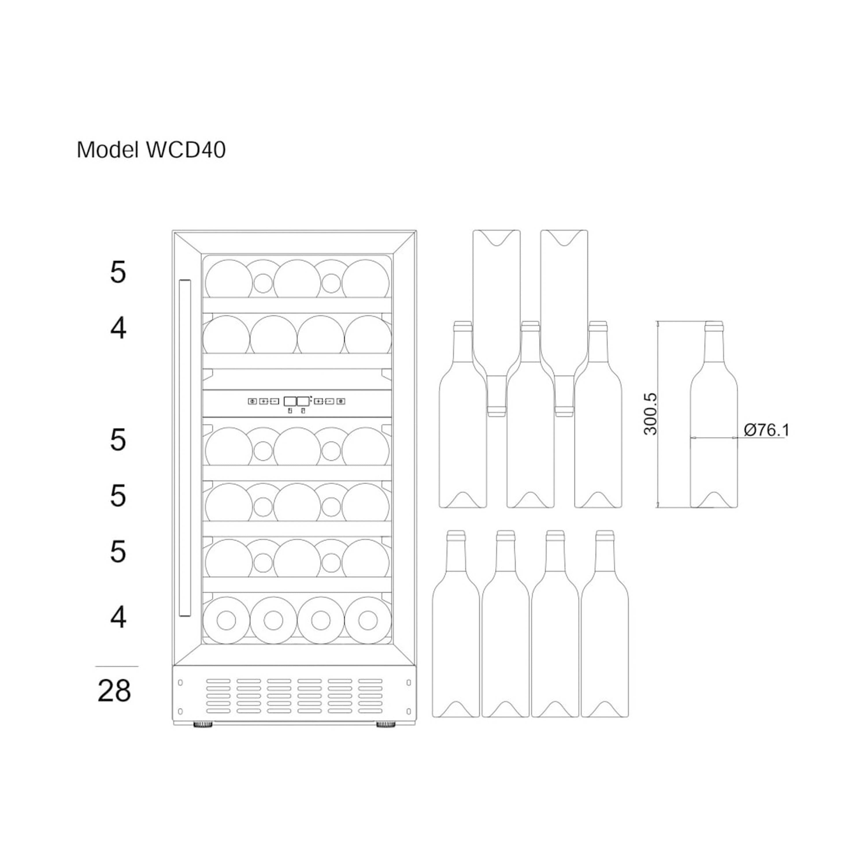 Weinkühlschrank 28 Flaschen WineCave 700 40D Anthracite Black