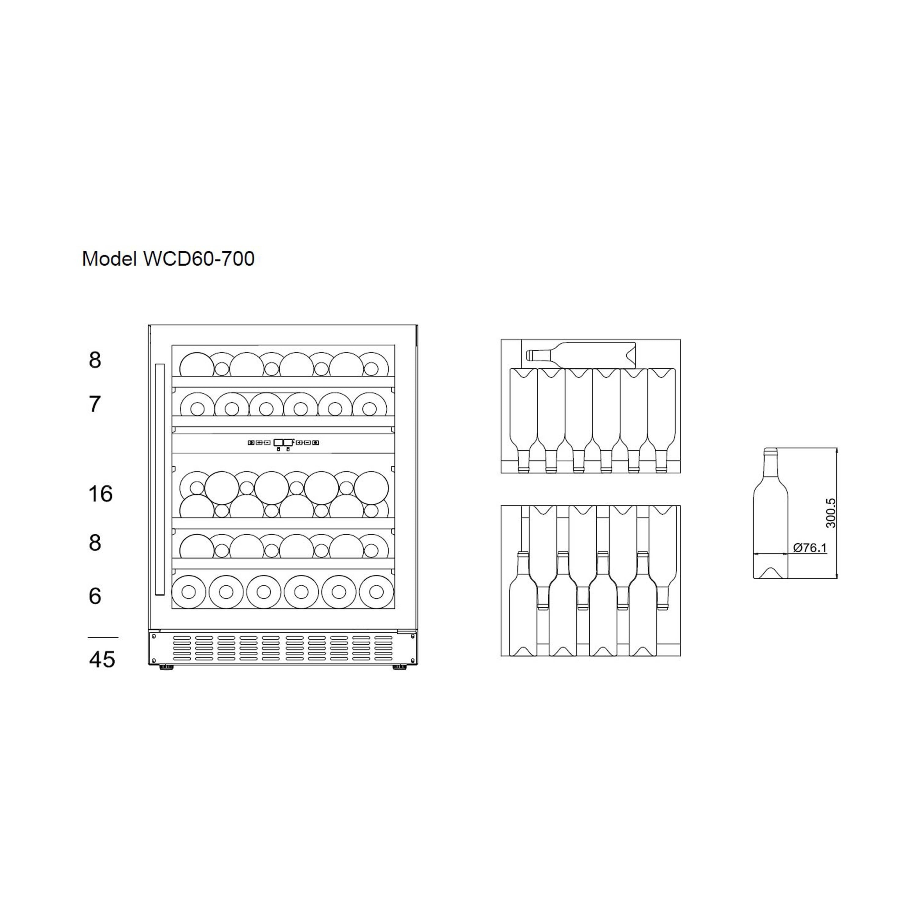 Weinkühlschrank 45 Flaschen WineCave 700 60D Stainless