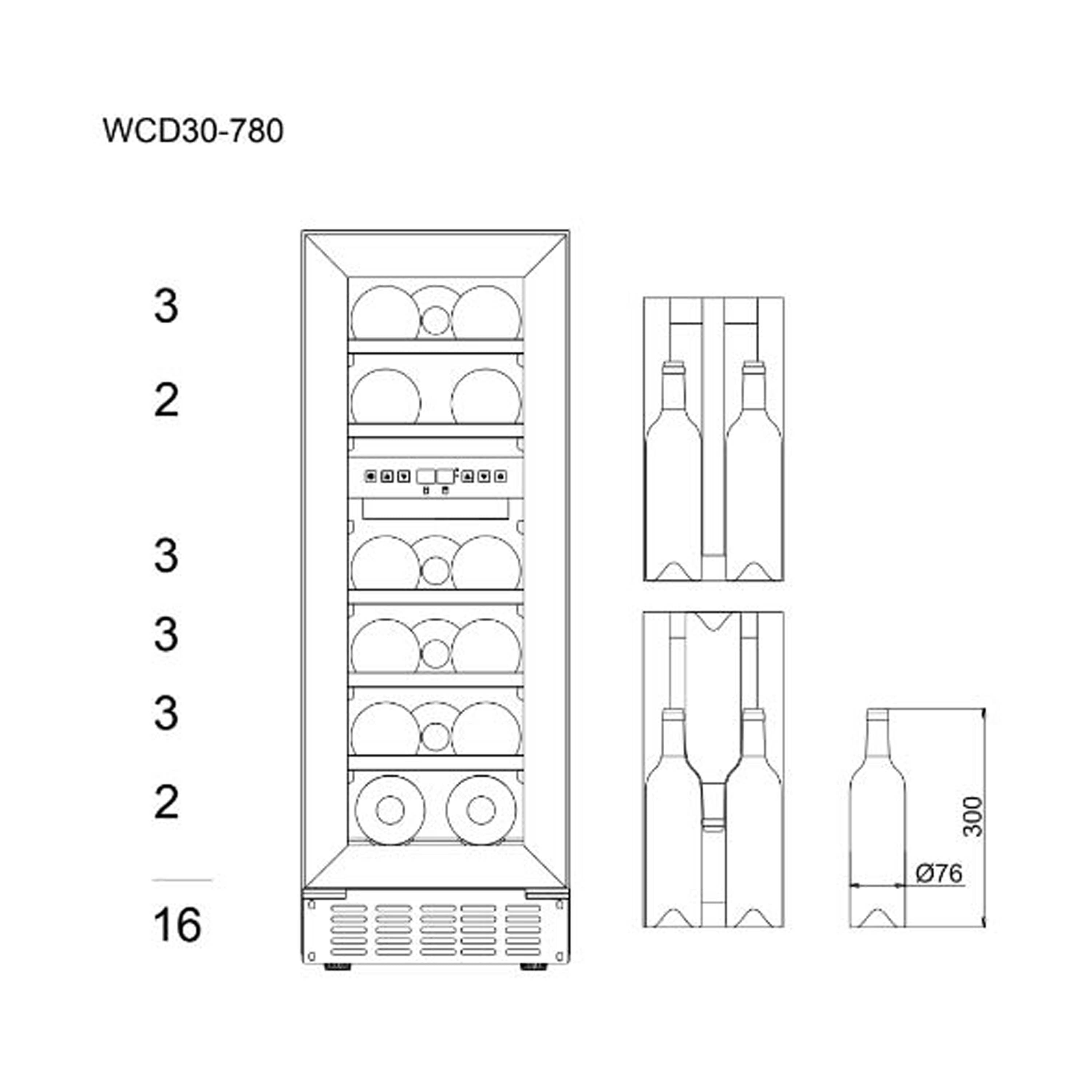 Weinkühlschrank 16 Flaschen WineCave 780 30D Anthracite Black