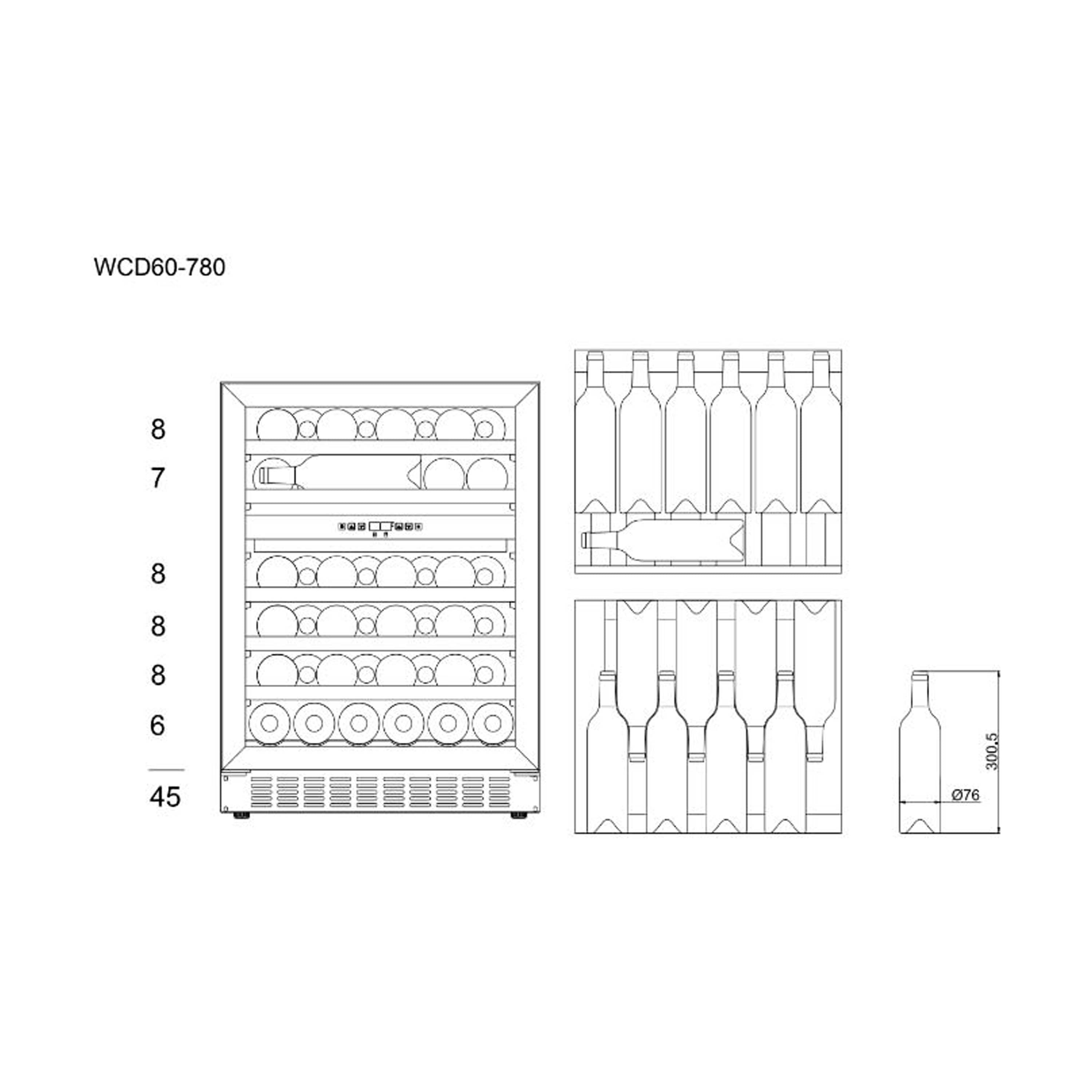 Weinkühlschrank 45 Flaschen WineCave 780 60D Anthracite Black