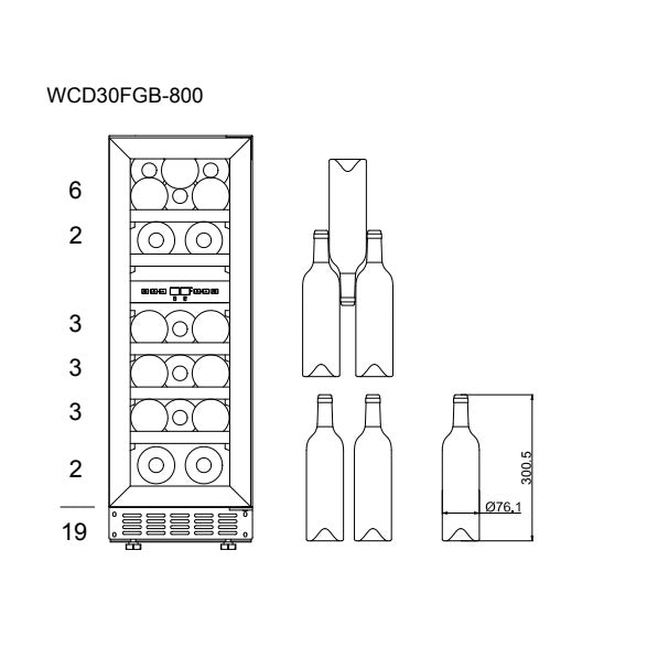 Weinkühlschrank 19 Flaschen WineCave 800 30D Fullglass Black