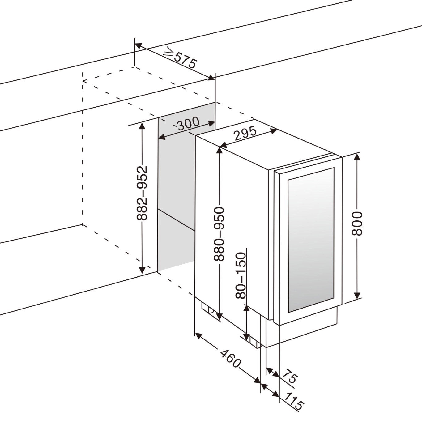 Weinkühlschrank 19 Flaschen WineCave 800 30D Fullglass Black