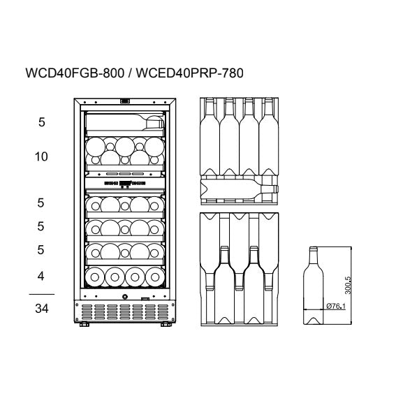 Weinkühlschrank 34 Flaschen WineCave 800 40D Fullglass Black