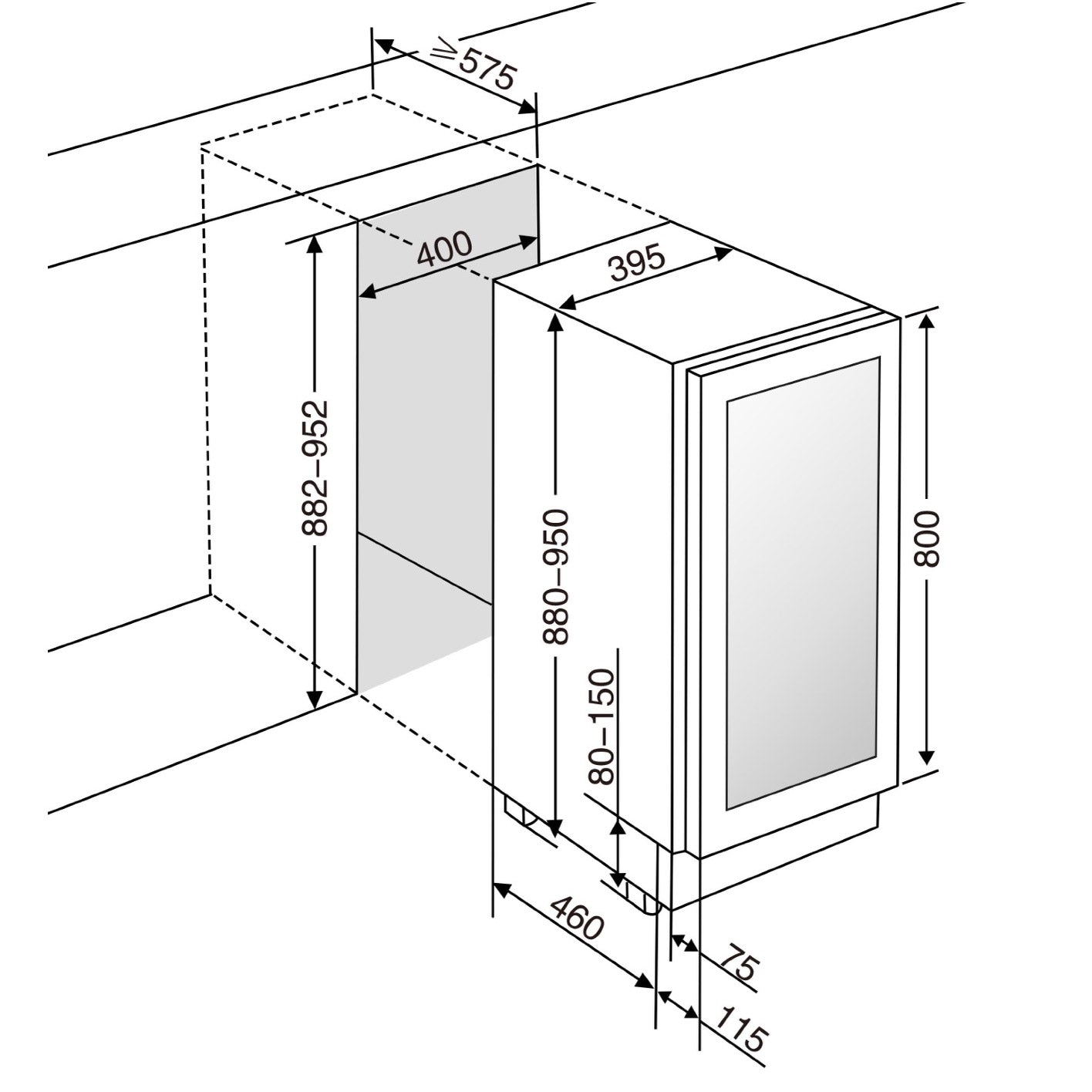 Weinkühlschrank 34 Flaschen WineCave 800 40D Fullglass Black