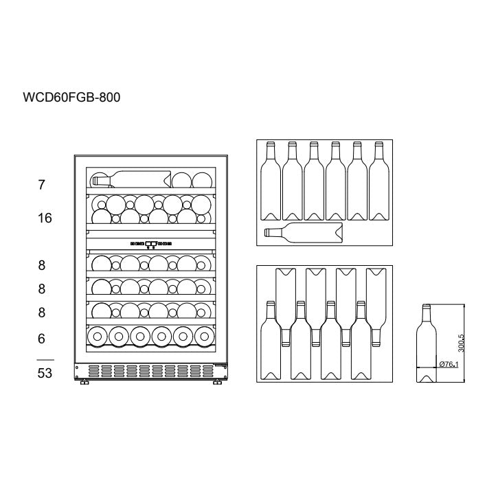 Weinkühlschrank 53 Flaschen WineCave 800 60D Fullglass Black