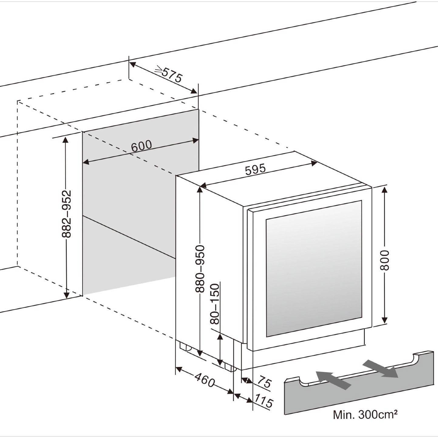 Weinkühlschrank 53 Flaschen WineCave 800 60D Fullglass Black