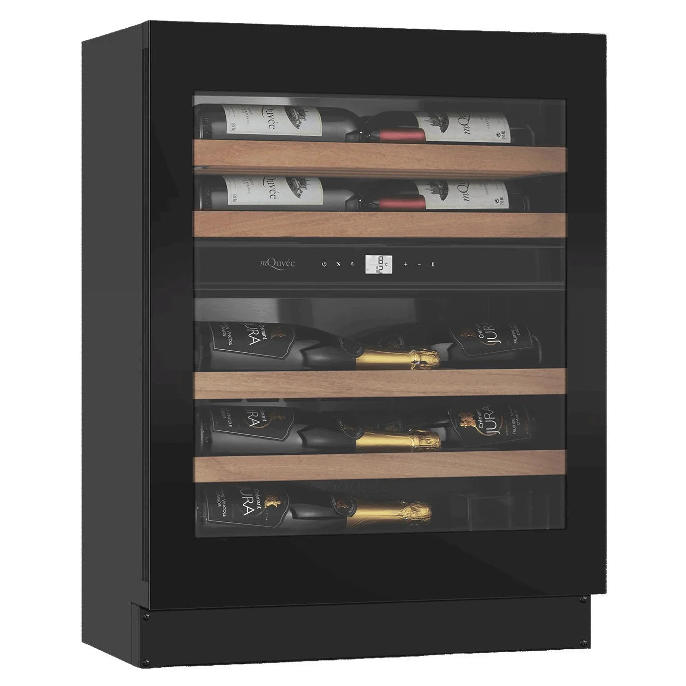 Wine Cooler 22 bottles mQuvée WineCave Exclusive 700 60D Slim FullGlass Black Push/Pull