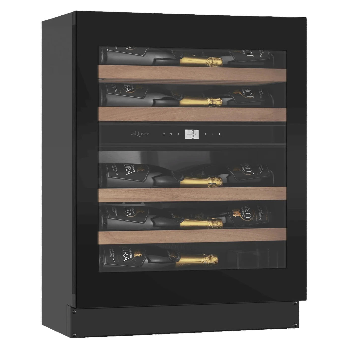 Wine Cooler 22 bottles mQuvée WineCave Exclusive 700 60D Slim FullGlass Black Push/Pull