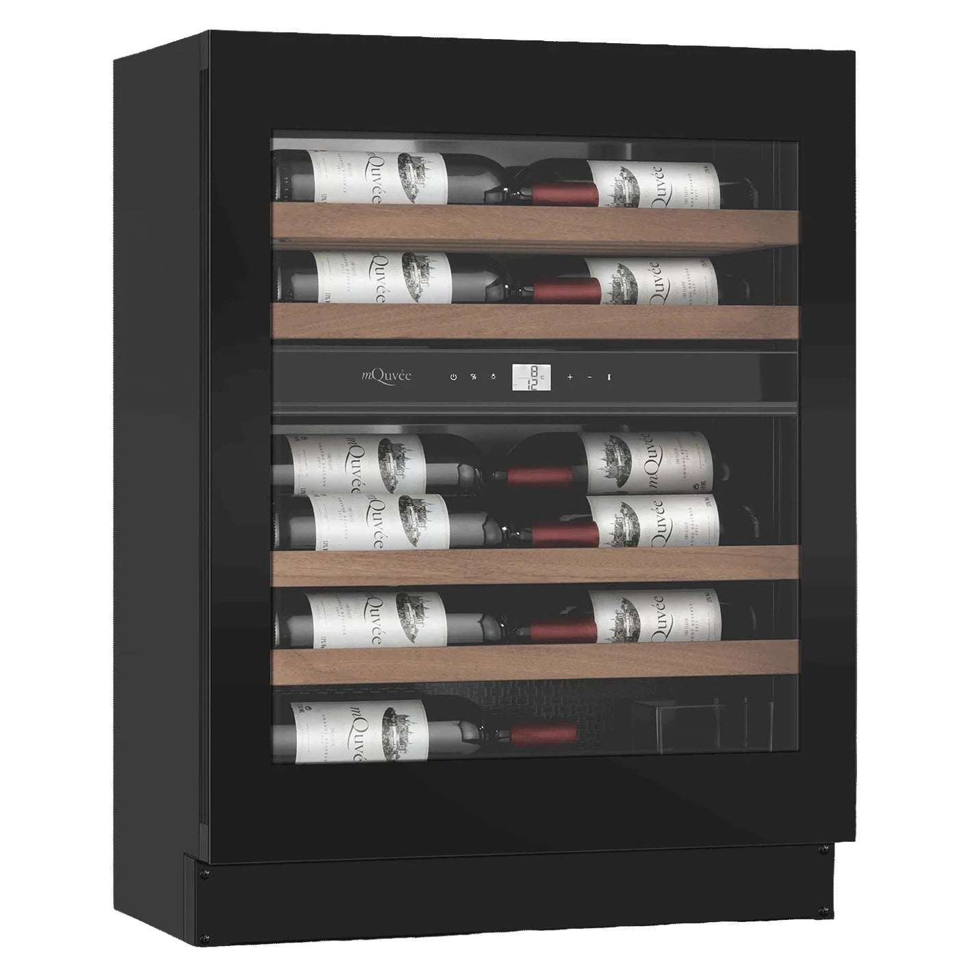 Wine Cooler 22 bottles mQuvée WineCave Exclusive 700 60D Slim FullGlass Black Push/Pull