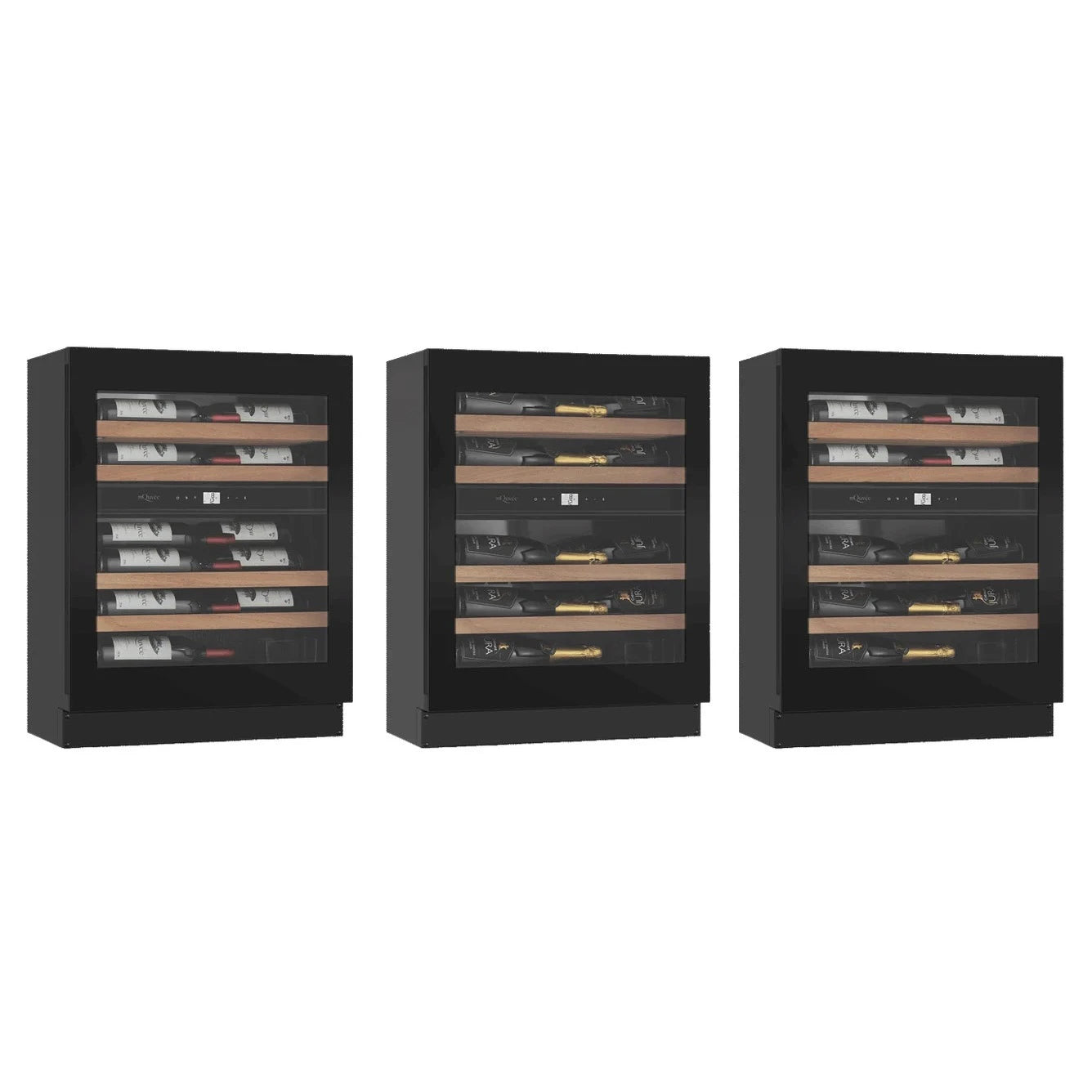 Wine Cooler 22 bottles mQuvée WineCave Exclusive 700 60D Slim FullGlass Black Push/Pull