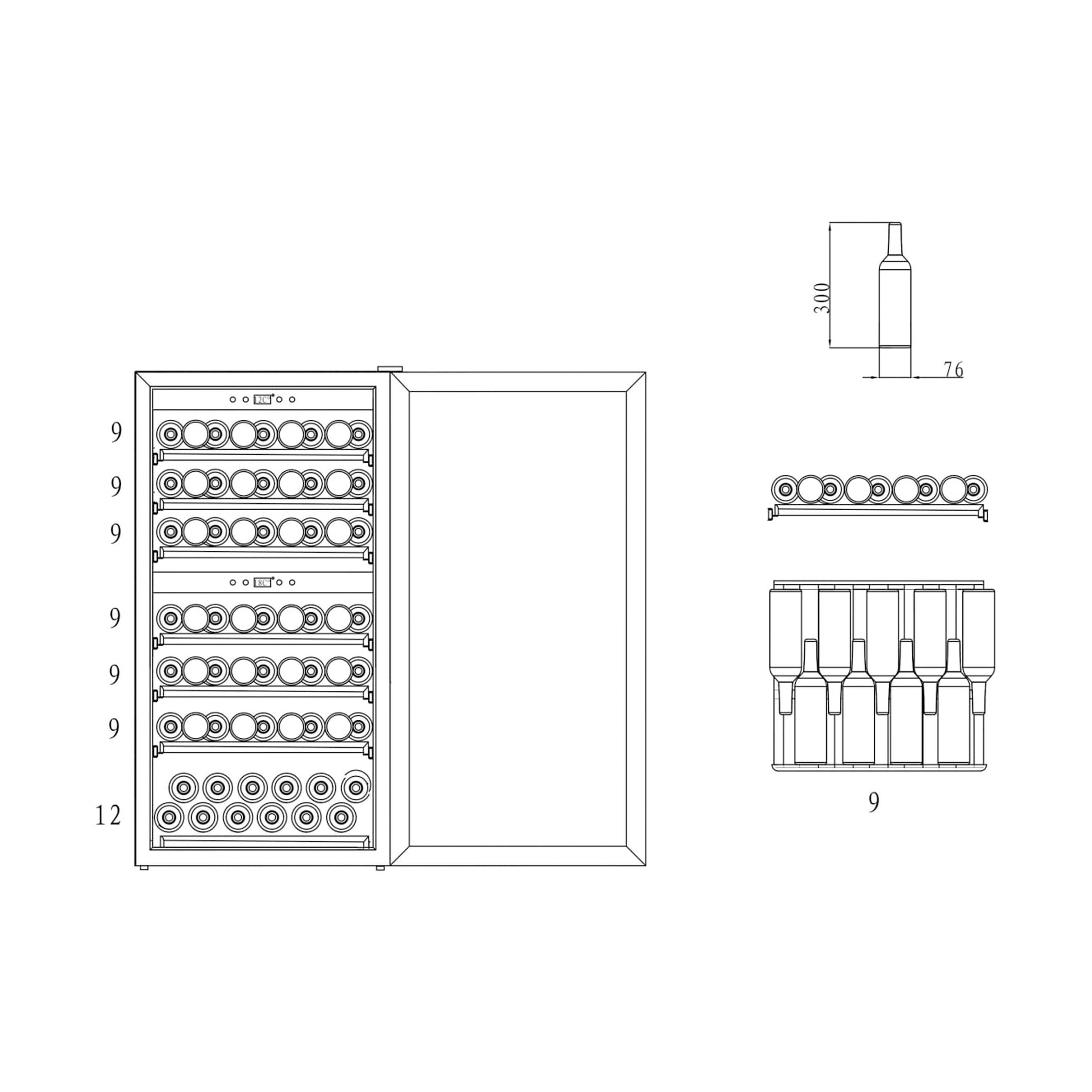 Weinkühlschrank 66 Flaschen WineExpert 66 Fullglass Black