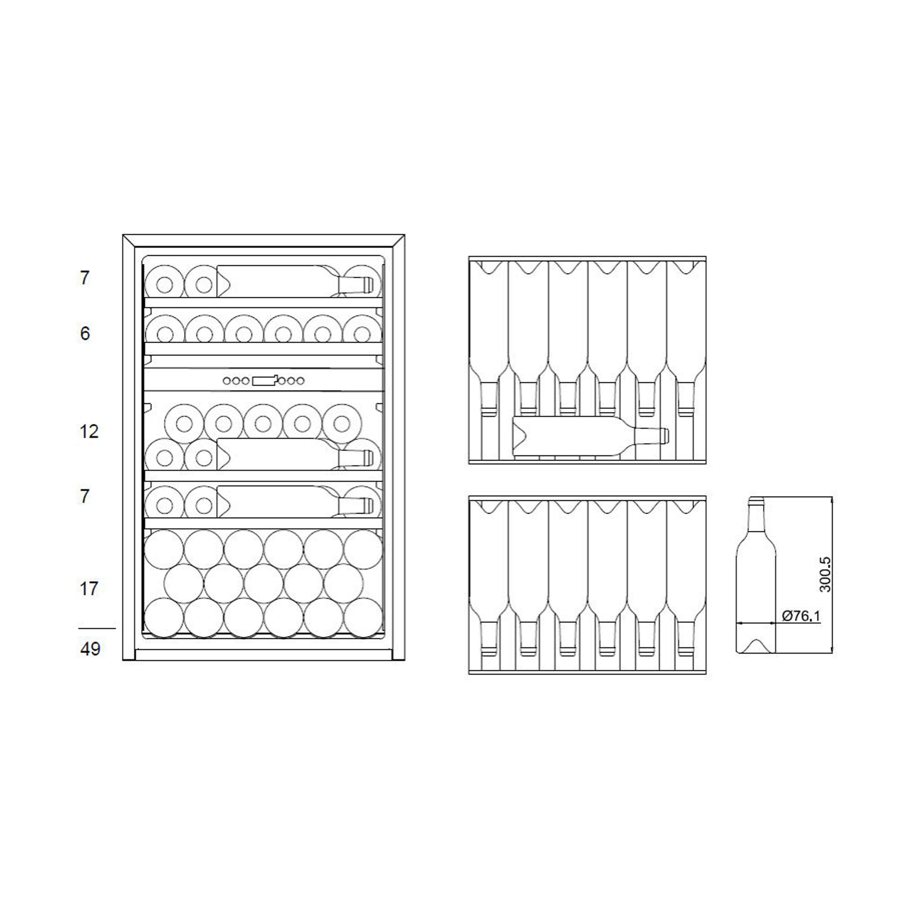 Weinkühlschrank 49 Flaschen WineKeeper 49D Fullglass Black