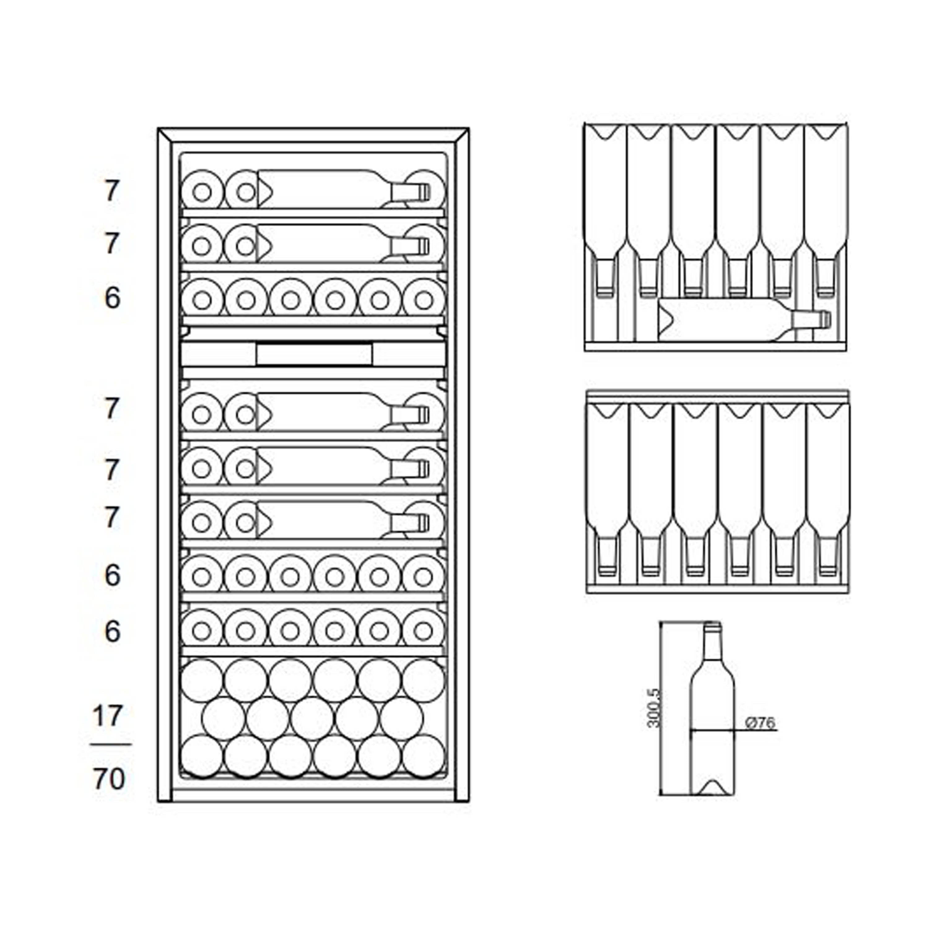 Weinkühlschrank 70 Flaschen WineKeeper 70D Anthracite Black