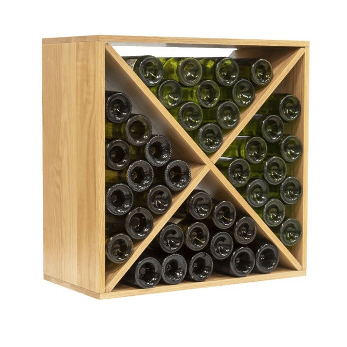mQuvée wine rack 60x60x30 cm – 41 bottles, solid oak, modular