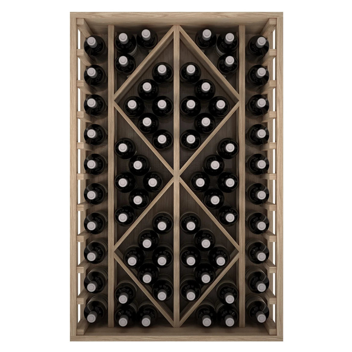 Weinregal aus Eichenholz mit Rauten für 68 Flaschen, Expovinalia Godello ER2530