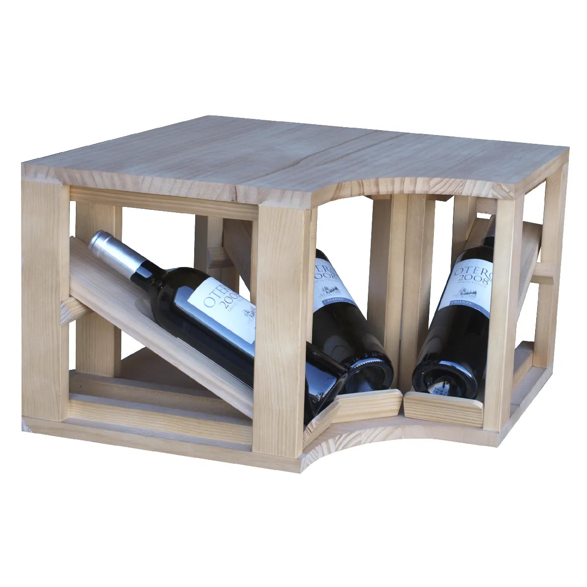 Wine rack for 3 bottles Expovinalia Villafranca Godello 2195 – Pine with light oak finish – EX2195