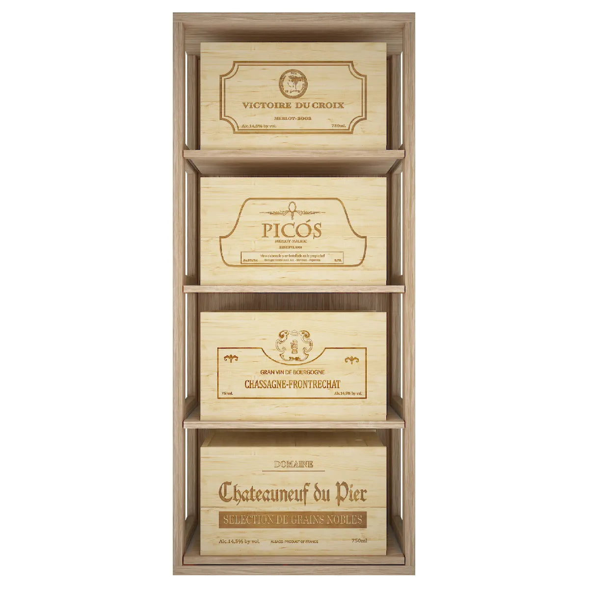 Wine rack for 4 cases of 6 bottles Expovinalia Arganza Godello 2558 – Natural oak – ER2558
