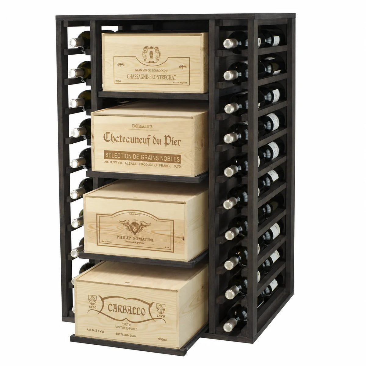 Wine rack for 68 bottles Expovinalia Arganza Godello 2546 – Black pine – BX2546