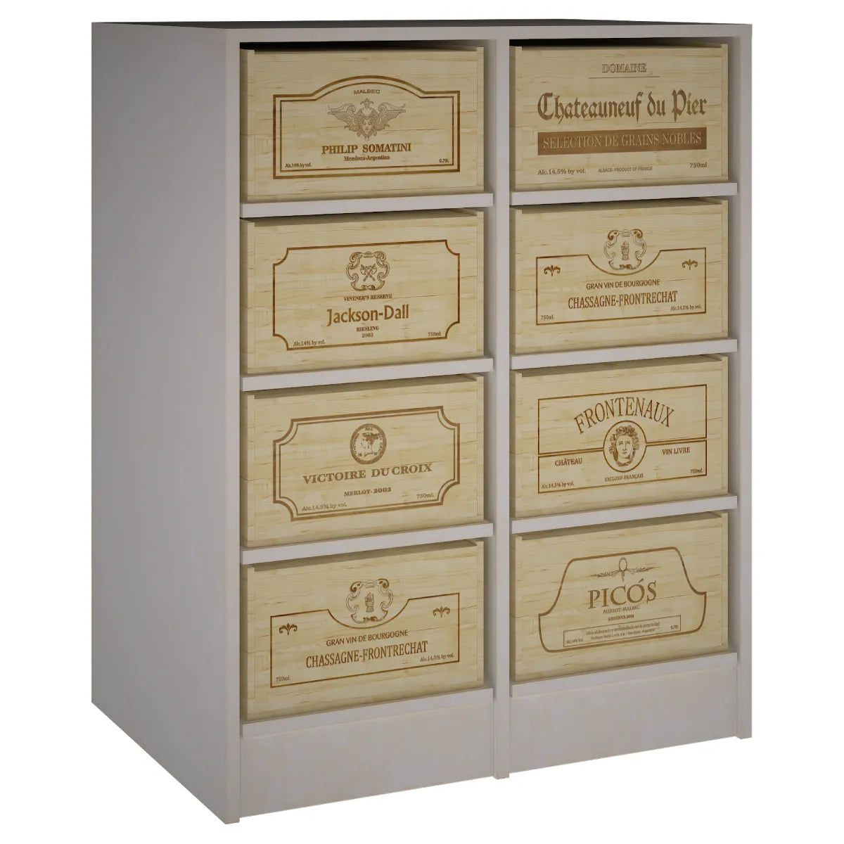 Wine rack for 8 cases of 12 bottles Expovinalia Arganza Godello 2545 – White pine – EW2545