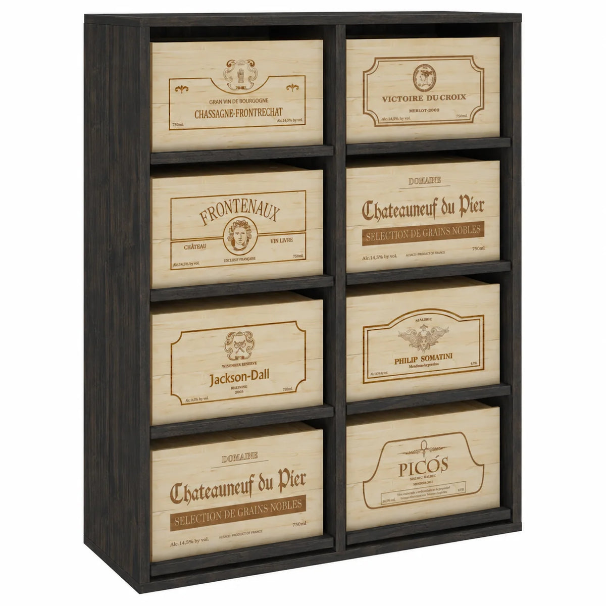 Wine rack for 8 cases of 6 bottles Expovinalia Arganza Godello 2541 – Black pine – BX2541
