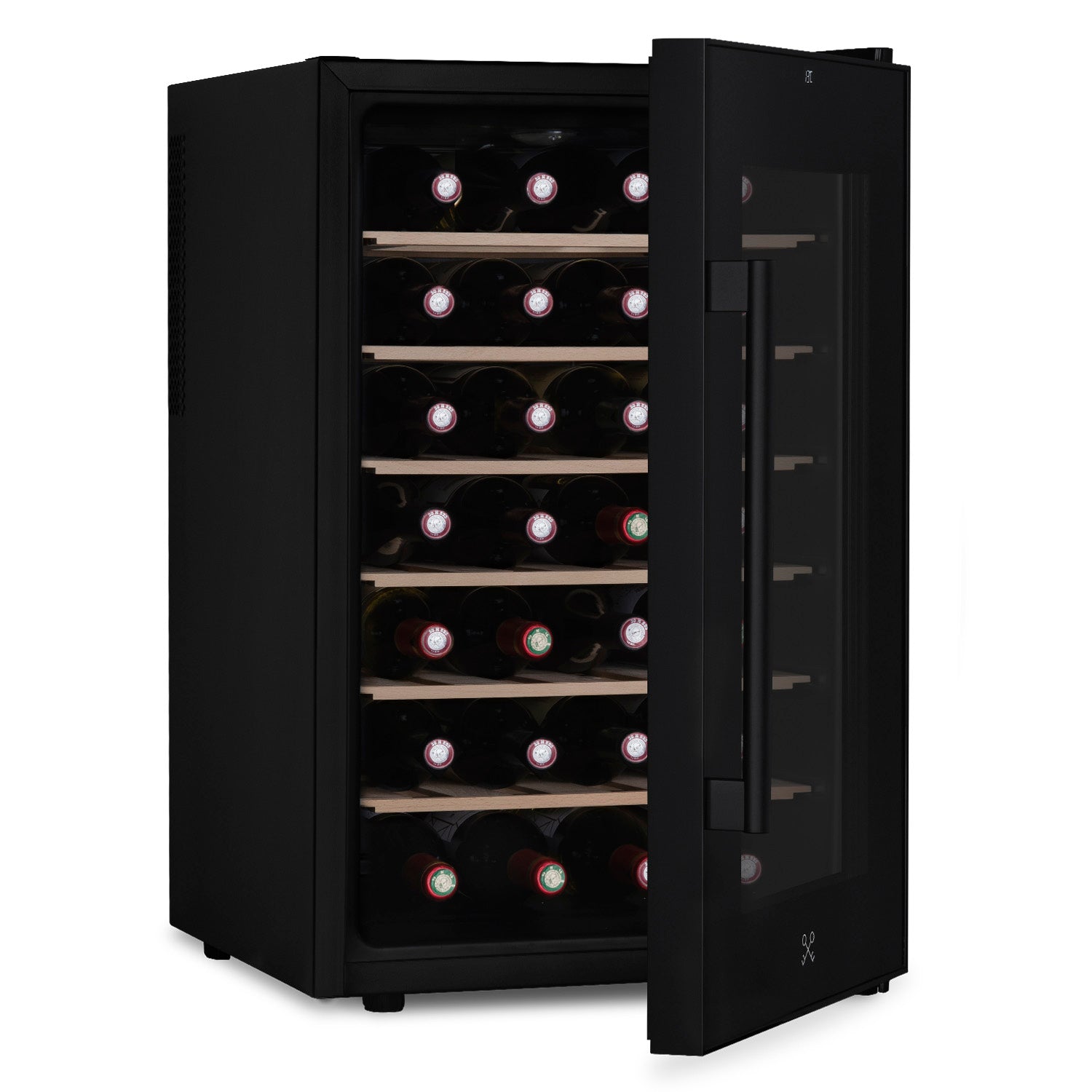 Les Petits Champs CAVCB28 Black Weinkühlschrank für 28 Flaschen – Detailansicht der Regale