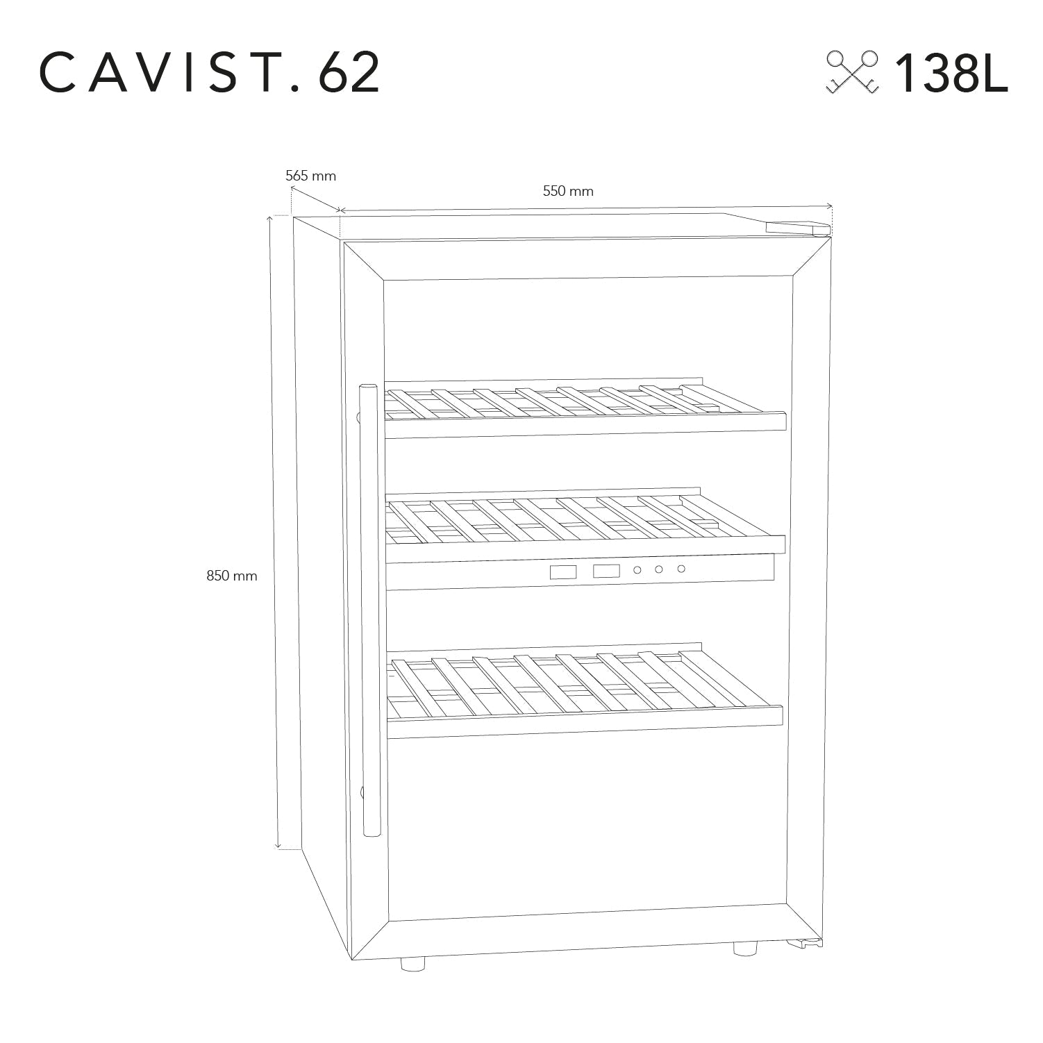 Weinkühlschrank 62 Flaschen CAVCD62