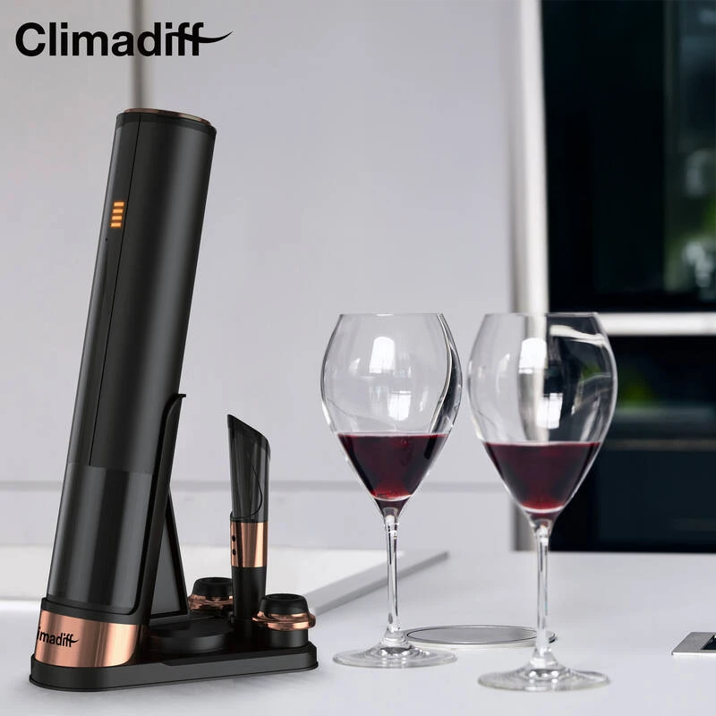 Climadiff TBEVOLUTION – 4-in-1 elektronischer Korkenzieher mit Vakuumpumpe