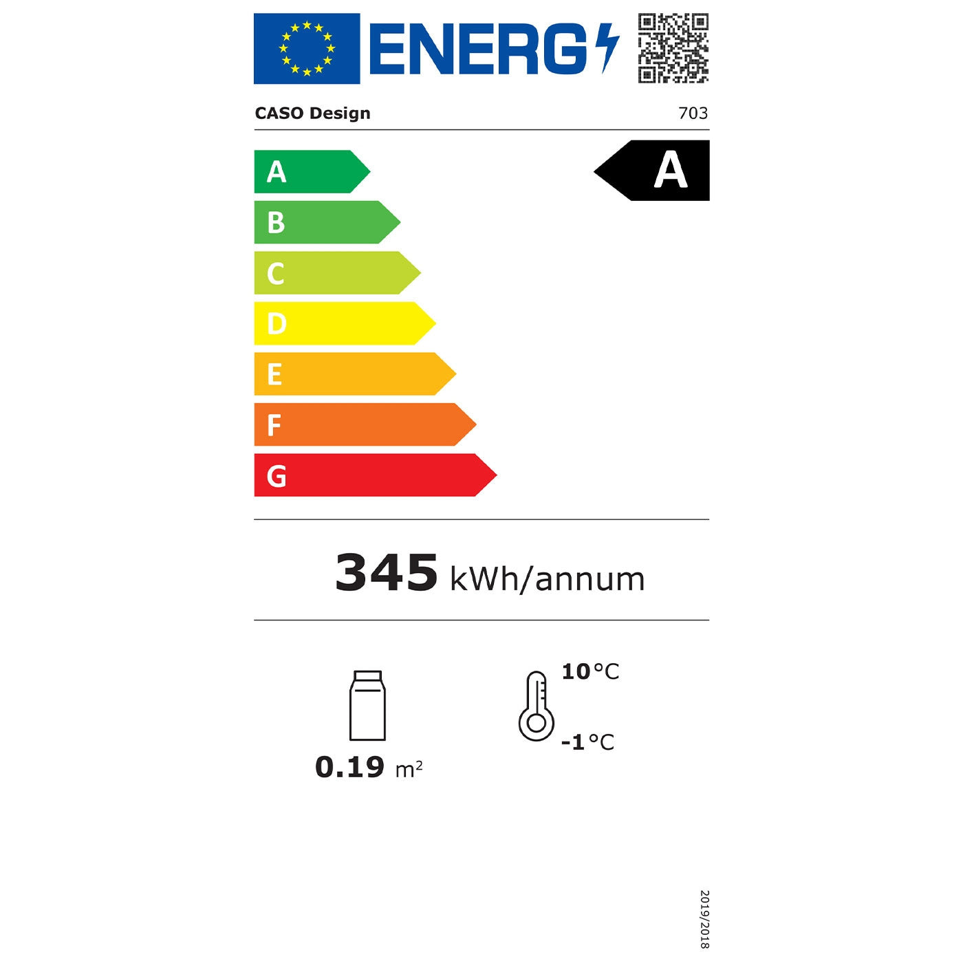 Getränkekühlschrank Caso BBQ Cooler Black S-L energy label